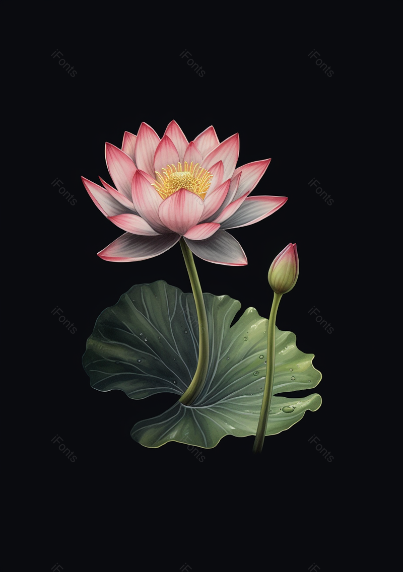 二十四节气夏至夏季黑色背景花苞荷花荷叶开花绿色插画,插画/手绘图,插画/手绘图库,插画/手绘图下载,插画/手绘